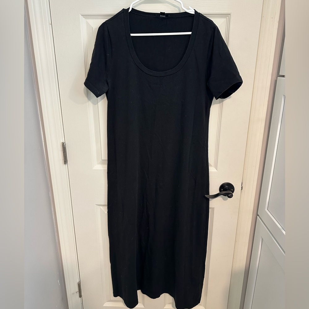 J. Crew Black Sheath Midi Dress